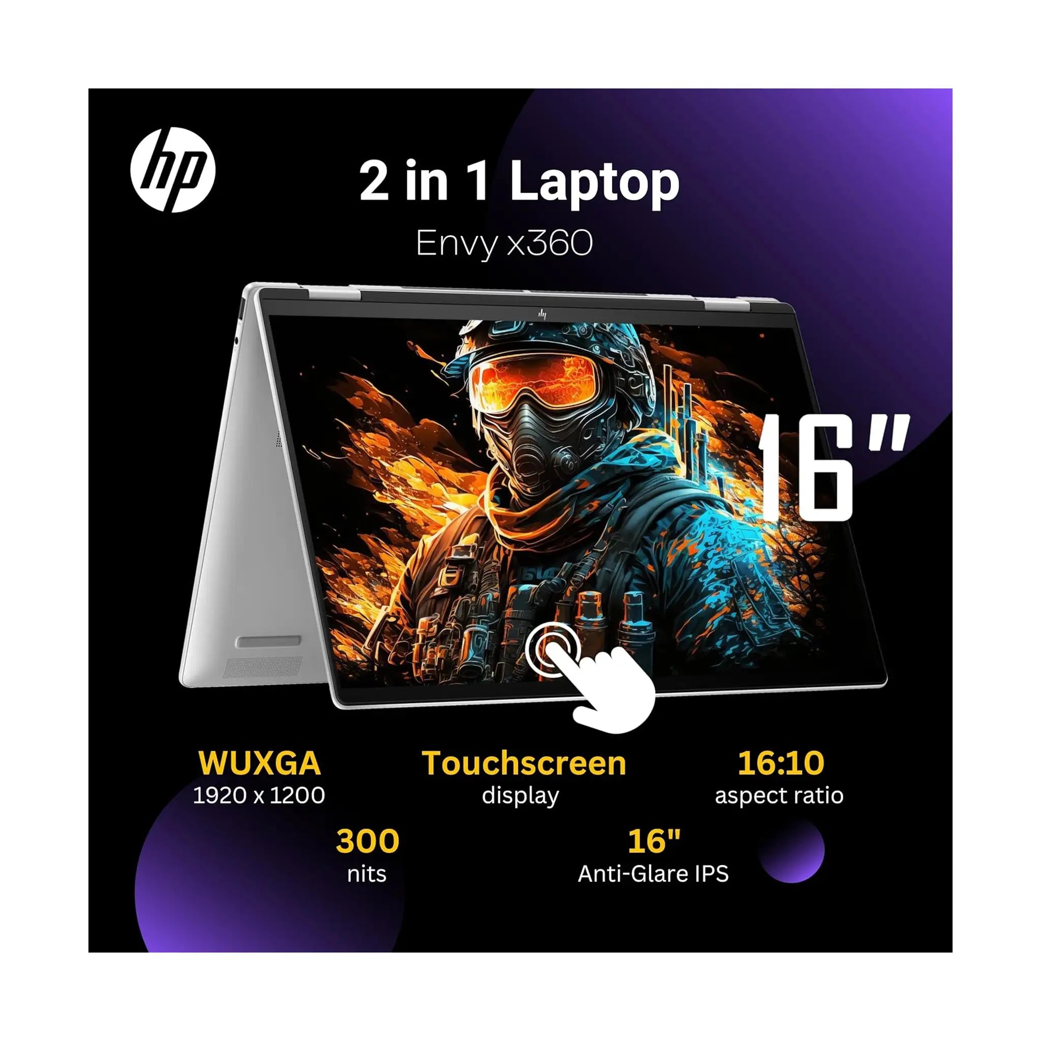 HP Envy x360 2-in-1 Laptop (2024) – 16" WUXGA Touch, Core Ultra 7 155U, 16GB DDR5, 2TB SSD, Windows 11, Silver