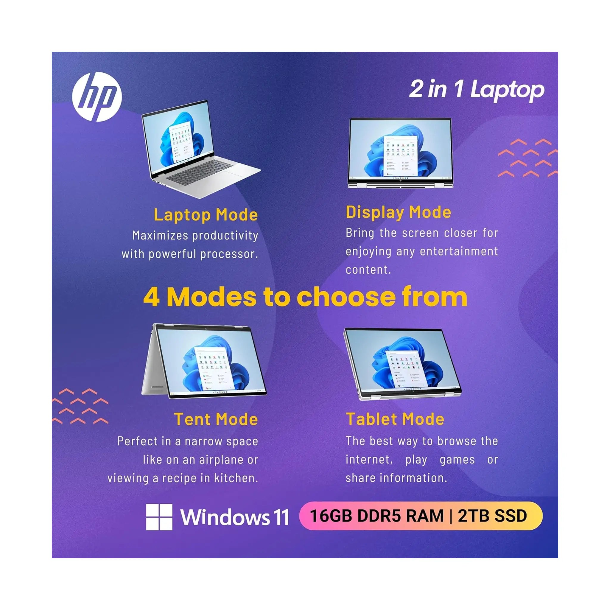 HP Envy x360 2-in-1 Laptop (2024) – 16" WUXGA Touch, Core Ultra 7 155U, 16GB DDR5, 2TB SSD, Windows 11, Silver