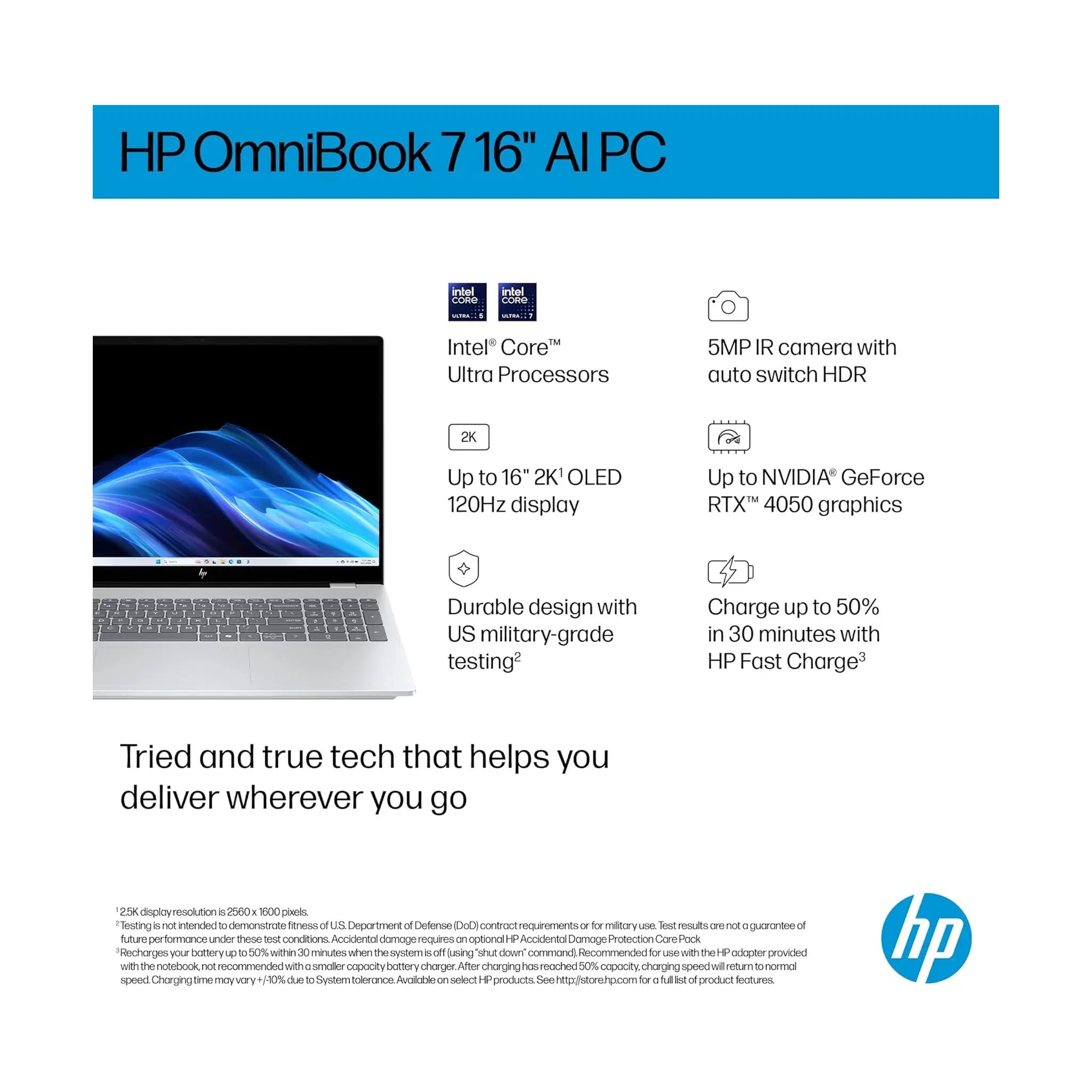 HP OmniBook 7 16-AY0002NE (2025) – 16" WQXGA, Intel Core Ultra 7-255H, 32GB RAM, 1TB SSD, Windows 11
