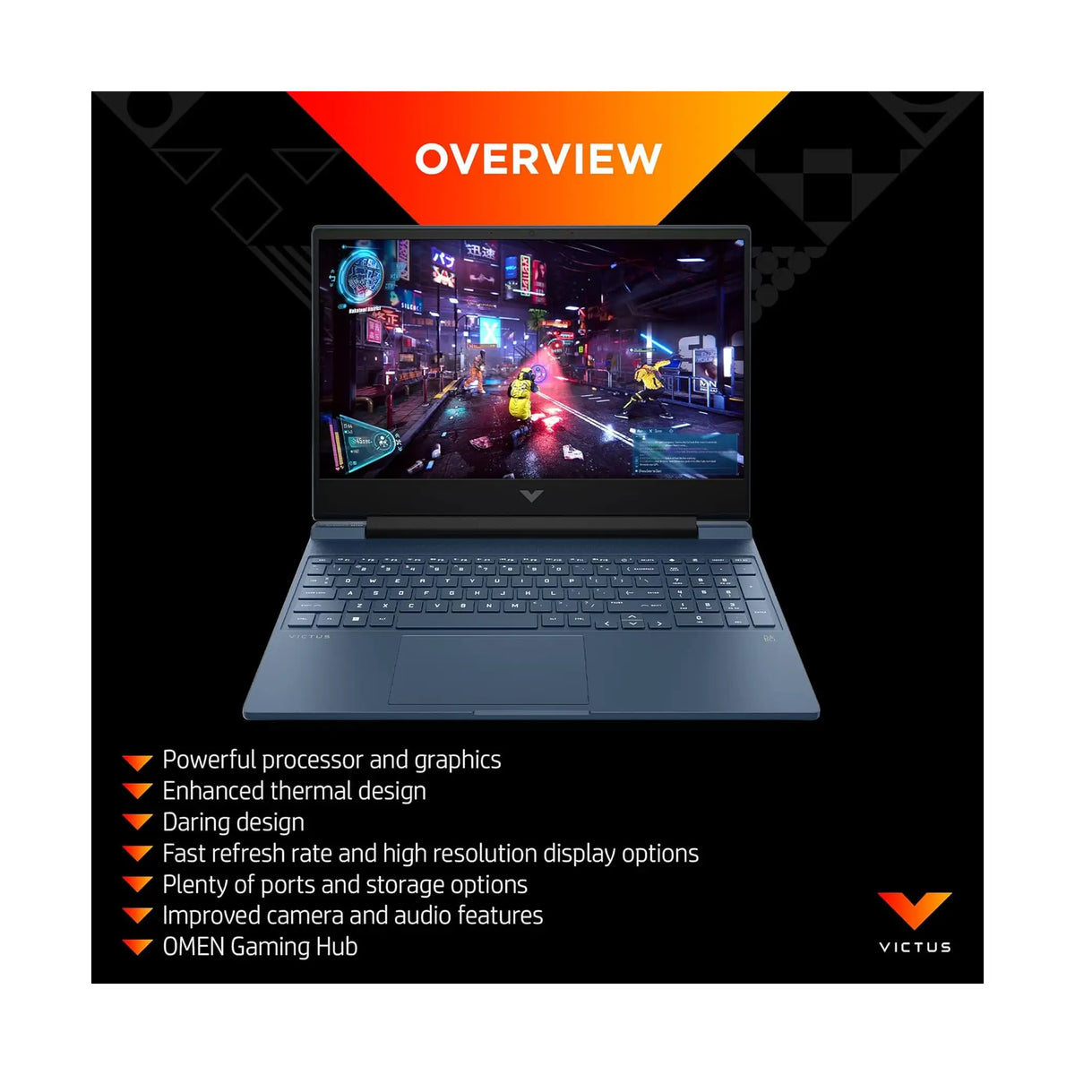 HP Victus 15-fa1099ne Gaming Laptop (2023) – 15.6" FHD, Intel Core i5, 8GB RAM, 512GB SSD, RTX 2050, Windows 11 Home