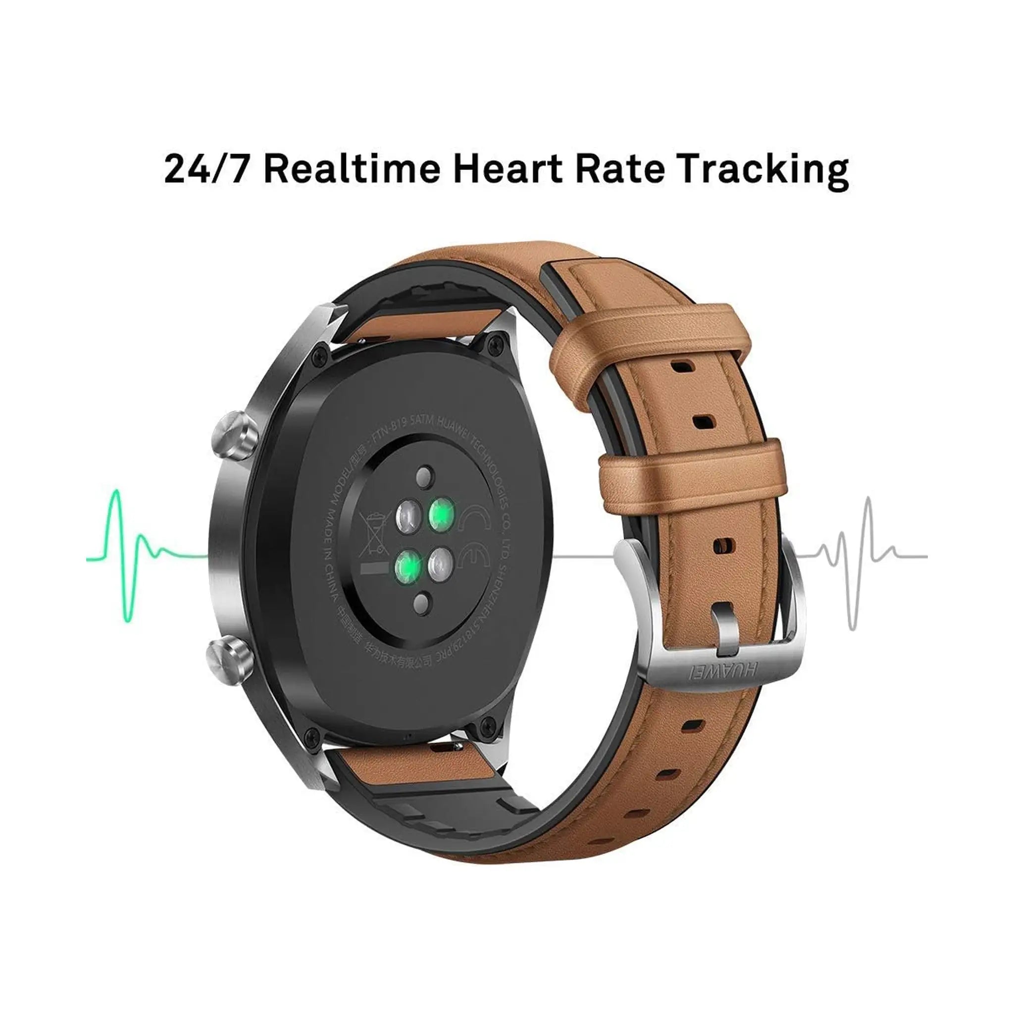 Huawei Watch GT Classic Stainless Steel, Hybrid Strap -  Saddle Brown