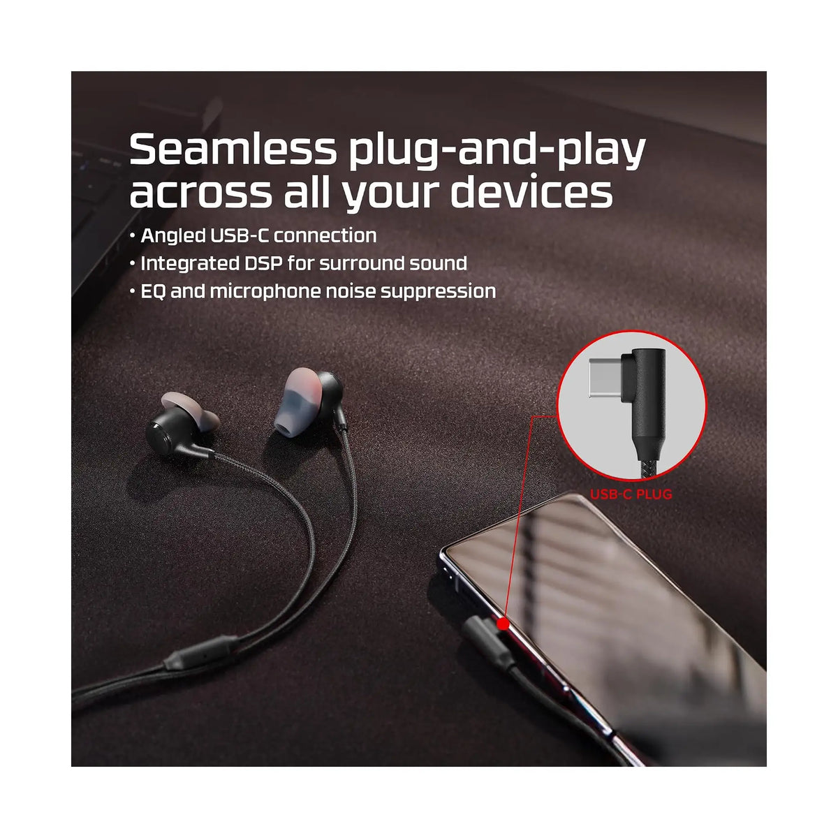 HyperX Cloud Earbuds III S Wired Gaming Earbuds – USB-C, 14mm Drivers, Surround Sound, Inline Mic & Controls, Black