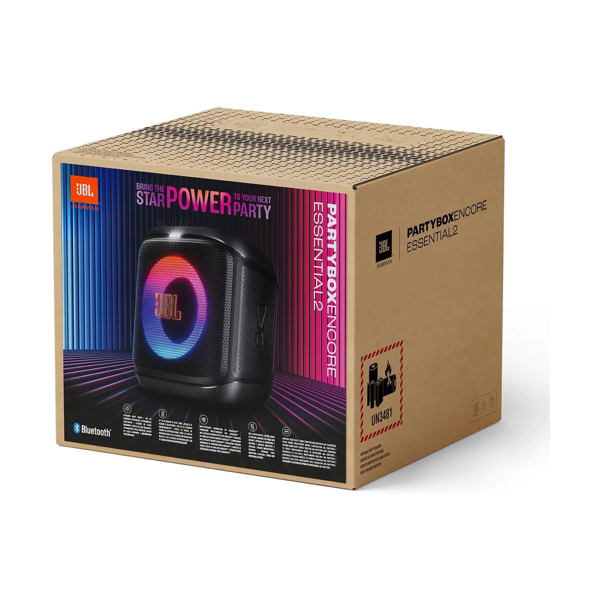 JBL PartyBox Encore Essential 2 Portable Party Speaker – Deep Bass, LED Light Effects, Water-Resistant, USB-C Charging, Up to 12H Playtime, Black