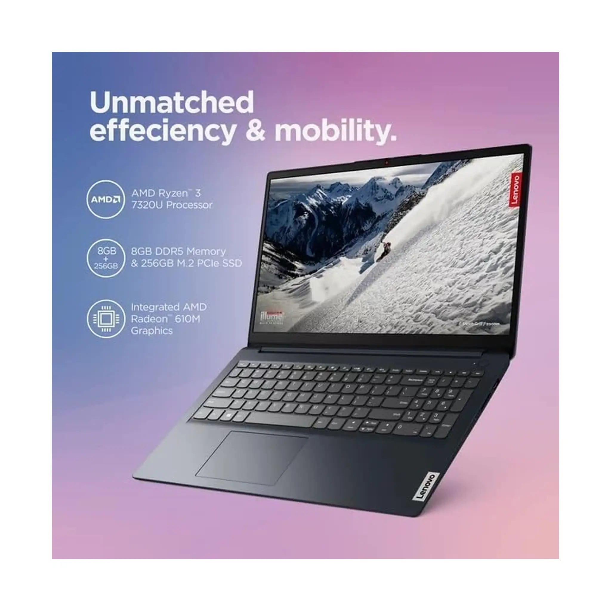 Lenovo IdeaPad 1 Laptop (2022)  – 15.6" FHD, AMD Ryzen 3 7320U, 8GB RAM, 256GB SSD, Windows 11 Home S Mode [15AMN7]