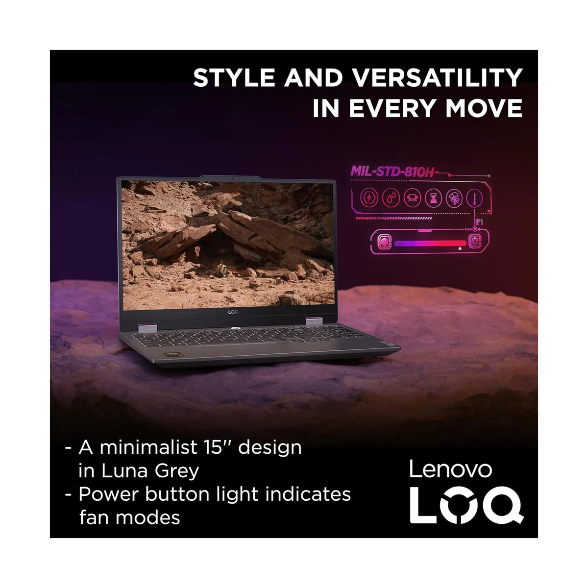 Lenovo LOQ 15ARP9 Gaming Laptop (2024) – 15.6" FHD IPS 144Hz, AMD Ryzen 5 7235HS, 16GB RAM, 512GB SSD, NVIDIA GeForce RTX 3050 6GB, Windows 11 Home, Luna Grey