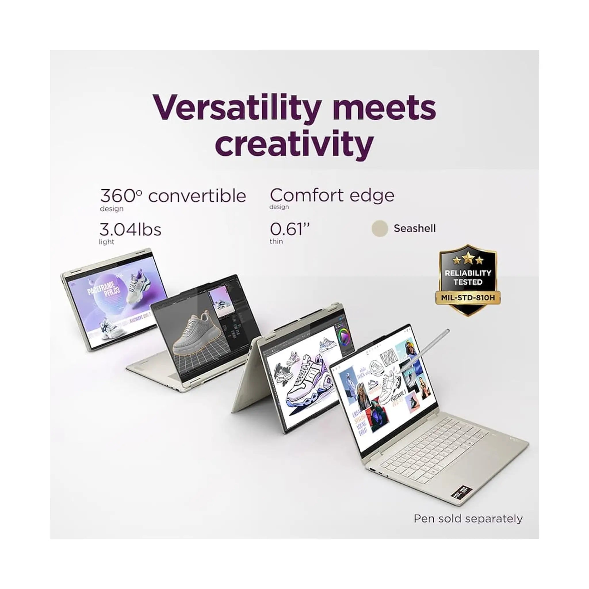 Lenovo Yoga 7 14" 2-in-1 Laptop (2025) – Ryzen AI 5 340, OLED Touchscreen, 16GB RAM, 521GB SSD