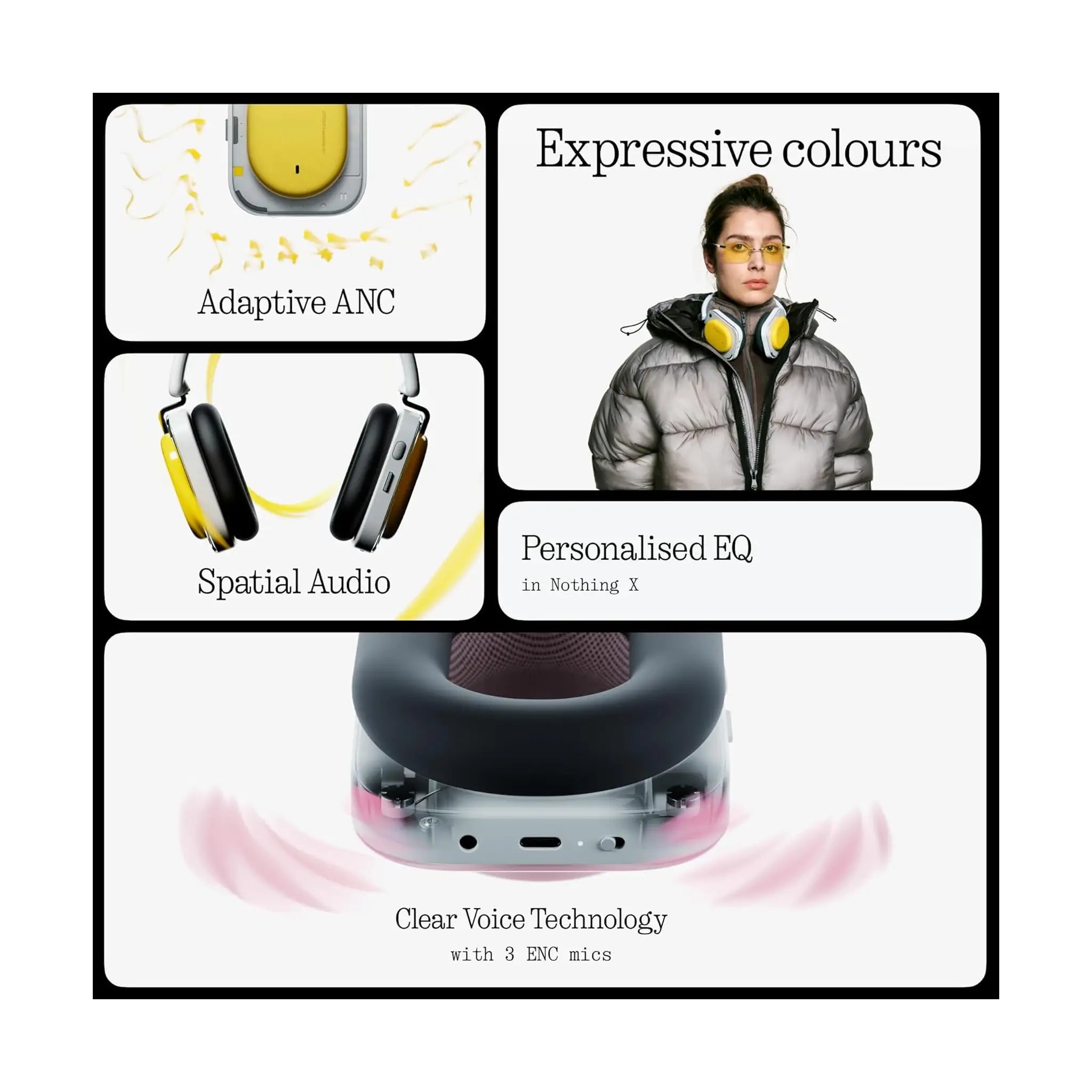 Nothing Headphone (a) Wireless Over Ear Headphones – ANC, Hi-Res, LDAC, 135h Battery