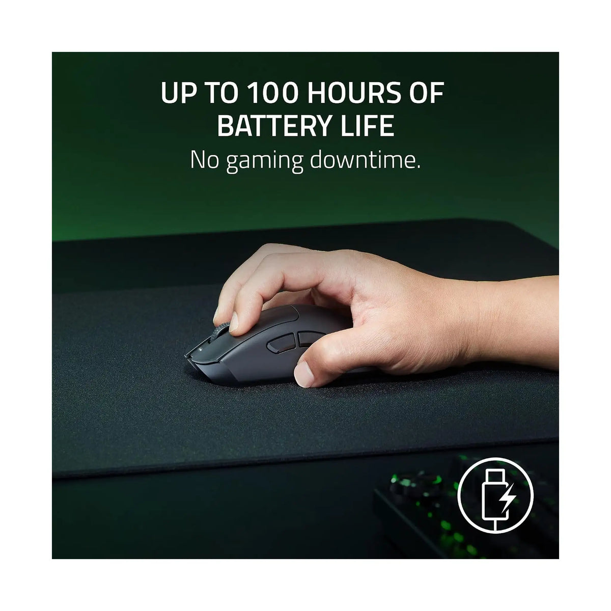 Razer DeathAdder V3 HyperSpeed Wireless Esports Gaming Mouse – 55g, Focus X 26K Optical Sensor, Up to 100 Hr Battery, Black