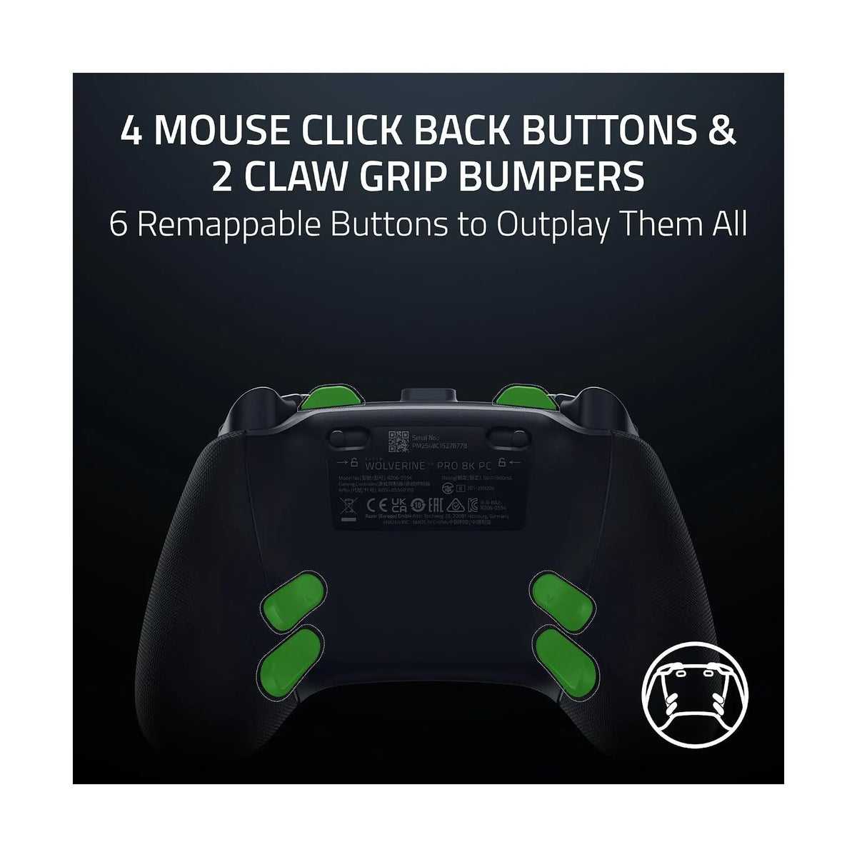 Razer Wolverine V3 Pro 8K PC Wireless Esports Controller – 8K Hz HyperPolling, TMR Thumbsticks, Pro HyperTrigger, 4 Back Buttons, 2 Claw Grip Bumpers, Black