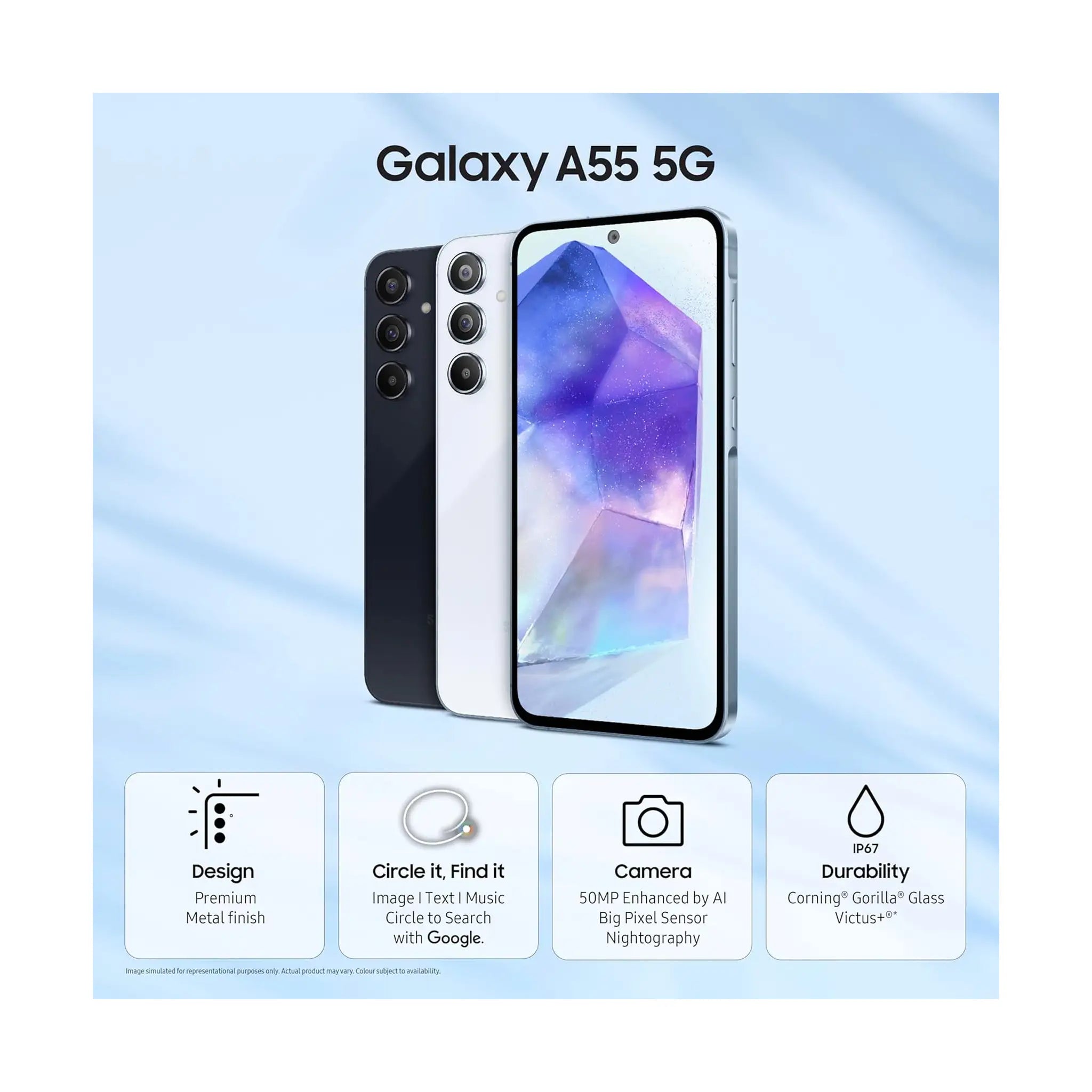 Samsung Galaxy A55 5G Smartphone – 8GB RAM, 128GB/256GB Storage, sAMOLED Display, 50MP OIS Camera