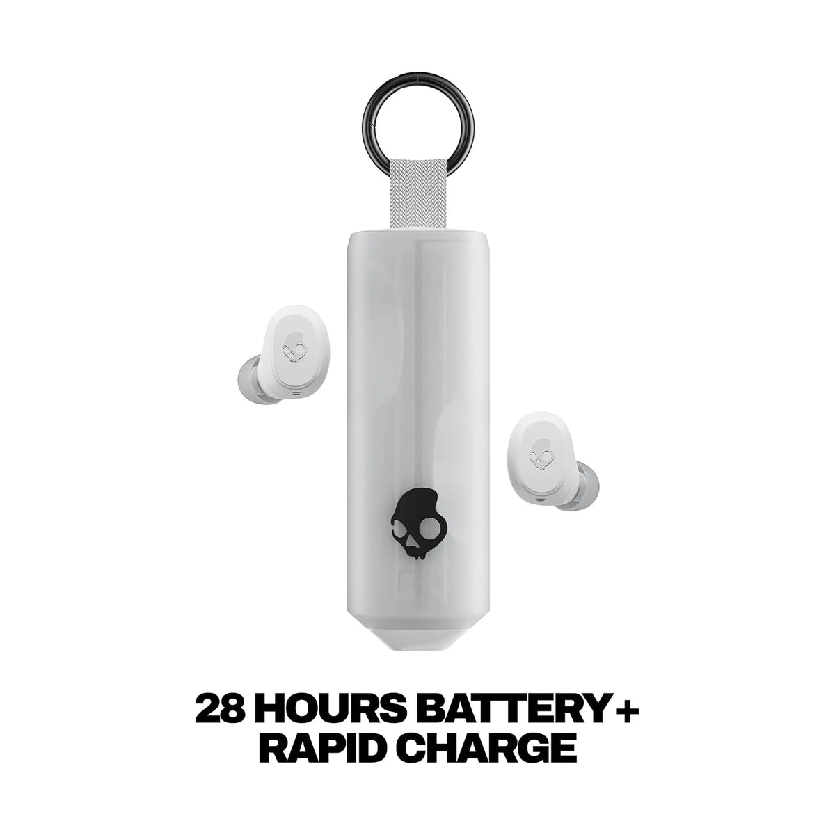 Skullcandy Dime 360 True Wireless Earbuds – Noise Isolating Fit, up to 28 Hours Battery, Clip-Anywhere Case, Bone White