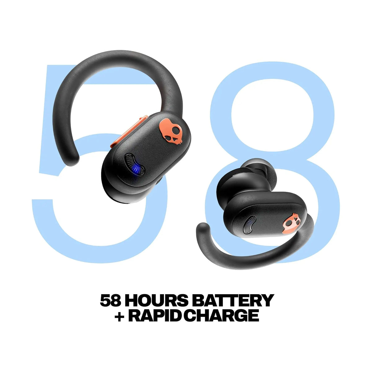 Skullcandy Push ANC Active True Wireless Earbuds – Active Noise Cancelling, IP67, Wireless Charging, up to 58 Hours Battery, True Black