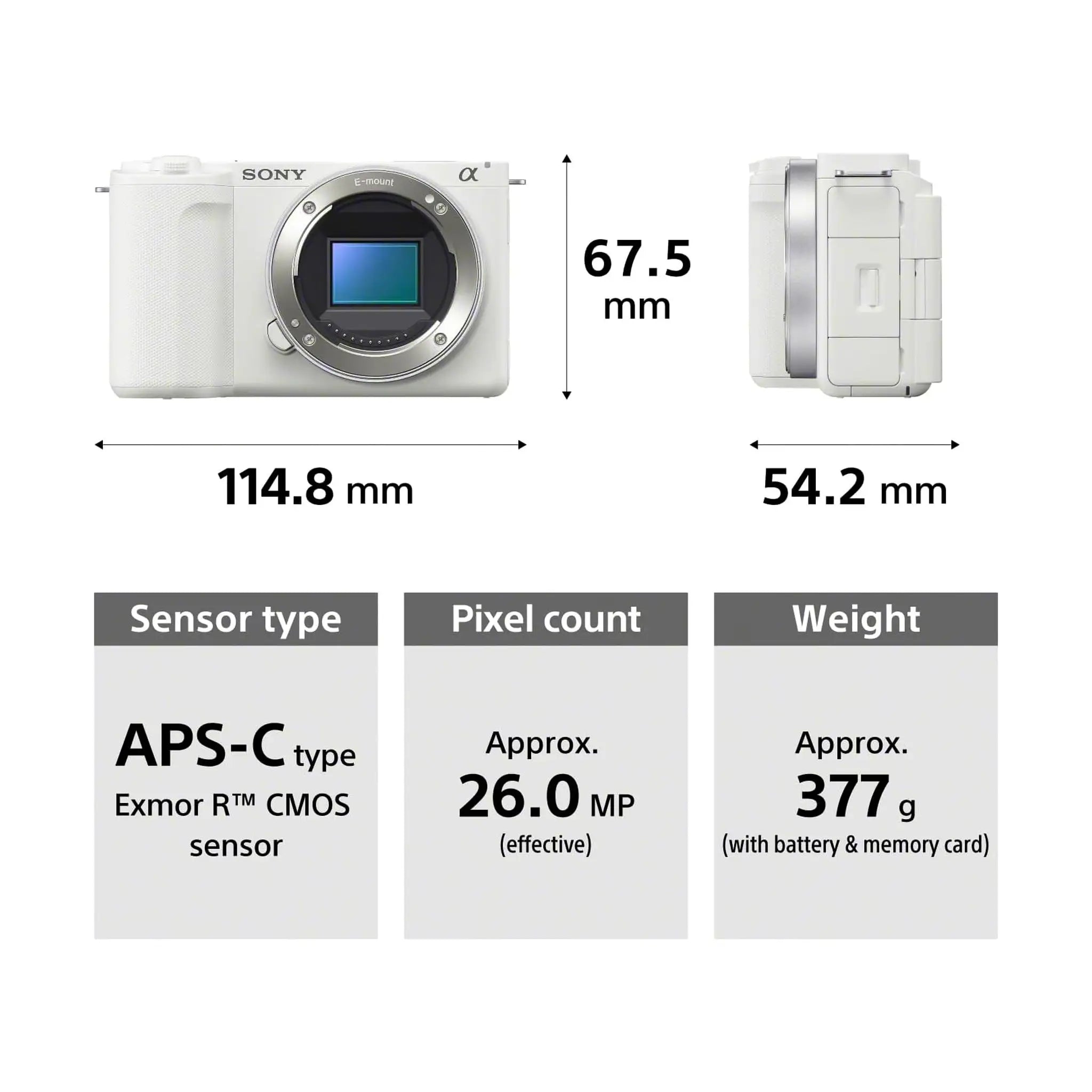 Sony Alpha ZV E10 Mirrorless Vlog Camera (APS C) with 16-50mm Lens kit - White