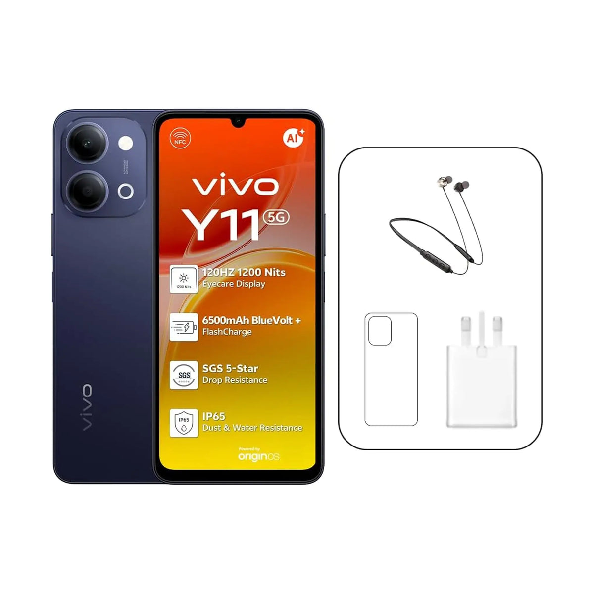 vivo Y11 5G – Black, 8GB (4+4) RAM, 128GB, 120Hz Display, 6500mAh, IP65