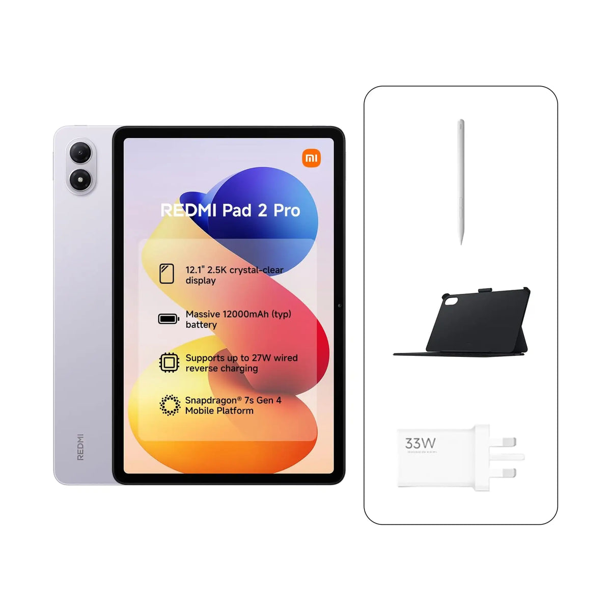Xiaomi Redmi Pad 2 Pro Tablet – 12.1" 2.5K 120Hz, Snapdragon 7s Gen 4, 8GB RAM, 256GB, 12000mAh battery, Pen Included