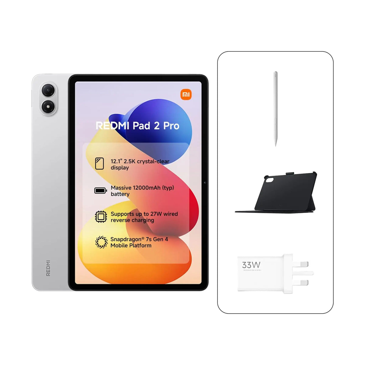 Xiaomi Redmi Pad 2 Pro Tablet – 12.1" 2.5K 120Hz, Snapdragon 7s Gen 4, 8GB RAM, 256GB, 12000mAh battery, Pen Included