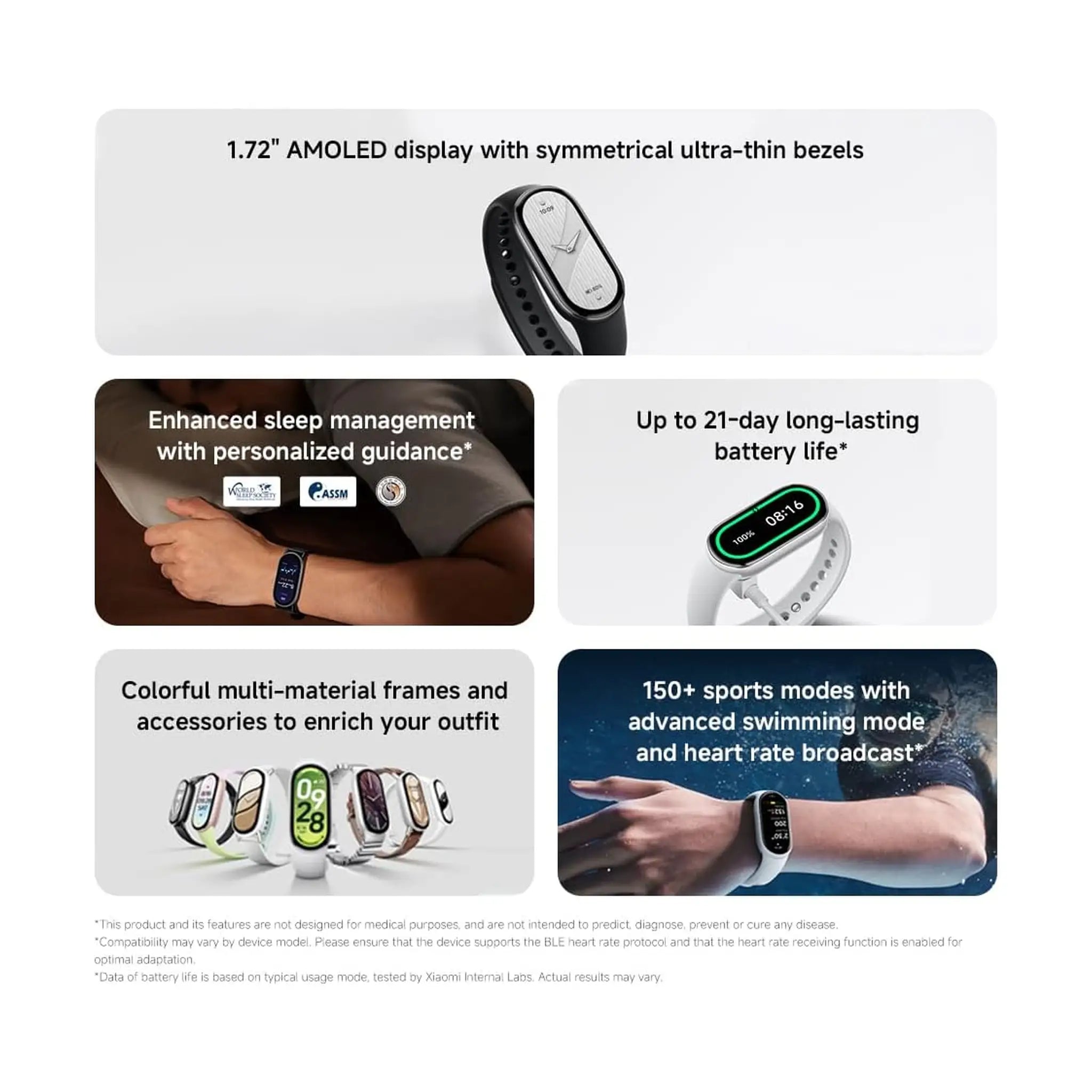 Xiaomi Smart Band 10 - 1.72 inch - AMOLED Narrow-Edge Display - Professional Workout Analysis - Up to 21-Day Battery
