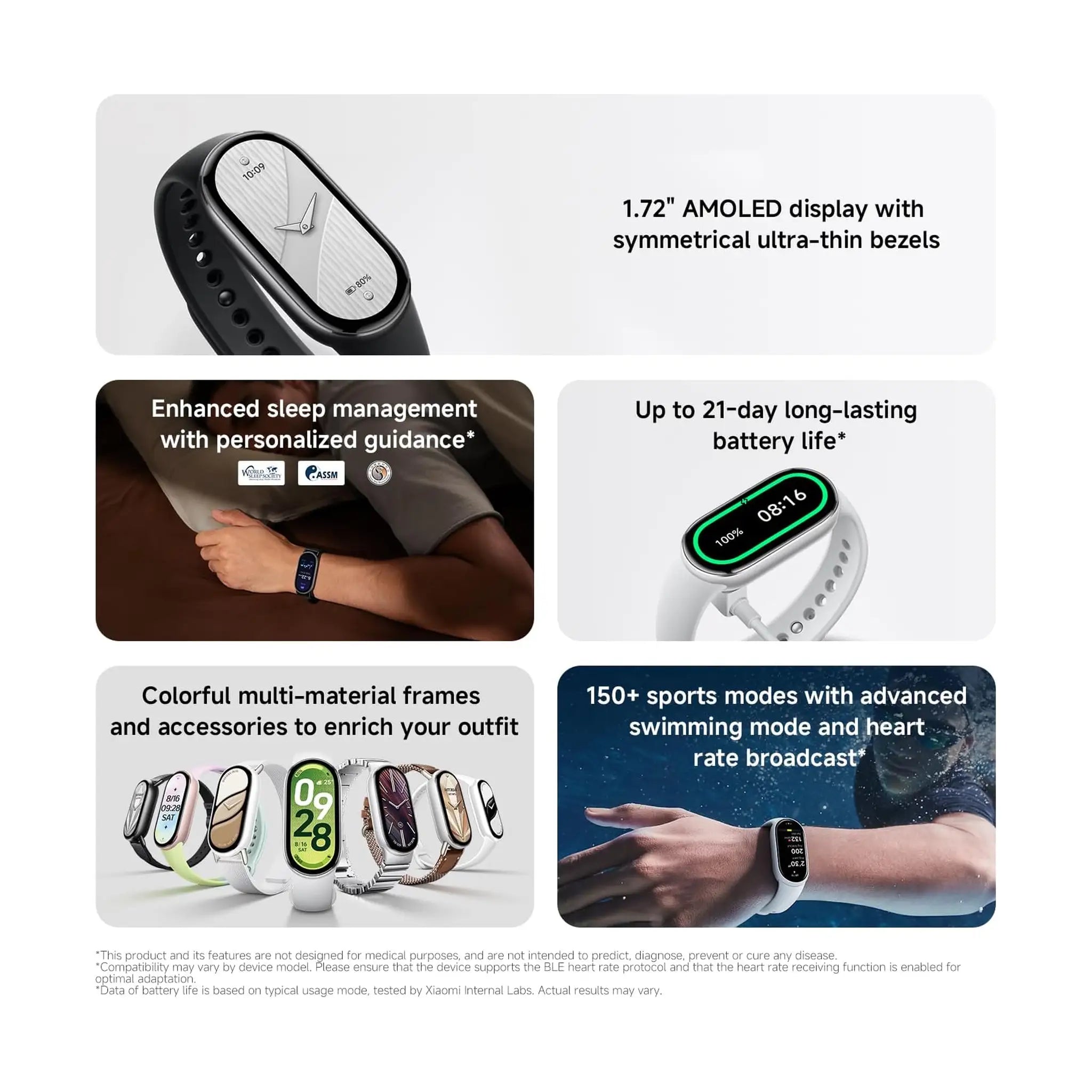 Xiaomi Smart Band 10 - 1.72 inch - AMOLED Narrow-Edge Display - Professional Workout Analysis - Up to 21-Day Battery
