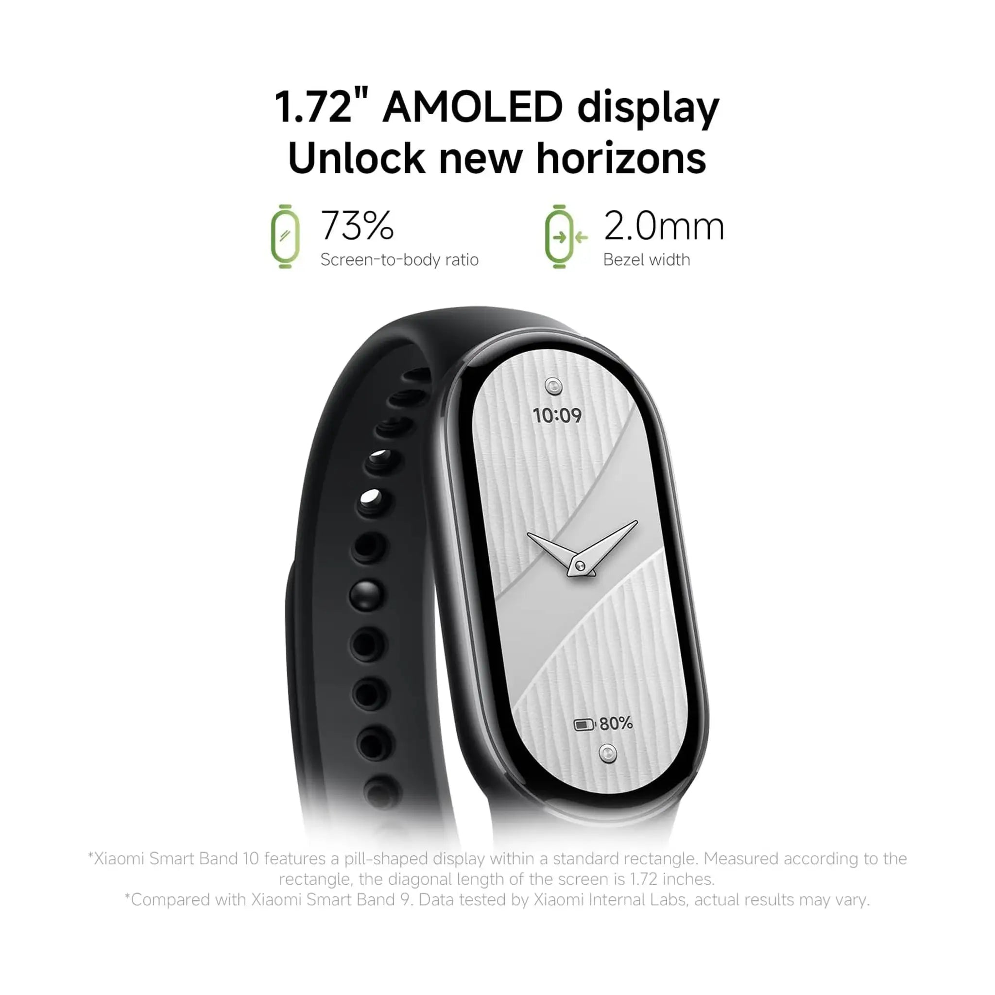Xiaomi Smart Band 10 - 1.72 inch - AMOLED Narrow-Edge Display - Professional Workout Analysis - Up to 21-Day Battery